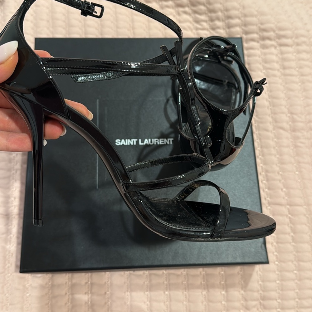 Saint Laurent Black Patent Leather Stiletto Heels - Picture 5 of 7
